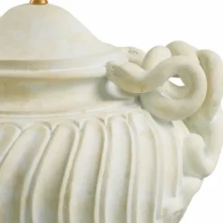 Casa Padrino Luxus Barock Tischleuchte Antik Weiß / Messing / Creme Ø 80 x H. 97 cm