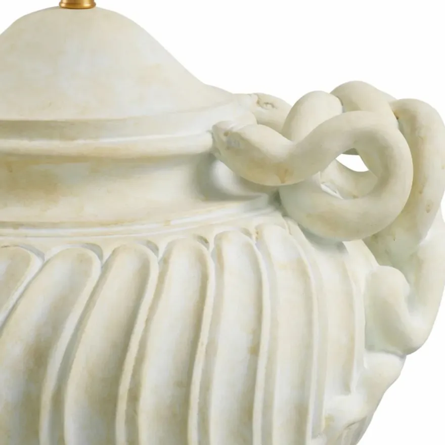 Casa Padrino Luxus Barock Tischleuchte Antik Weiß / Messing / Creme Ø 80 x H. 97 cm