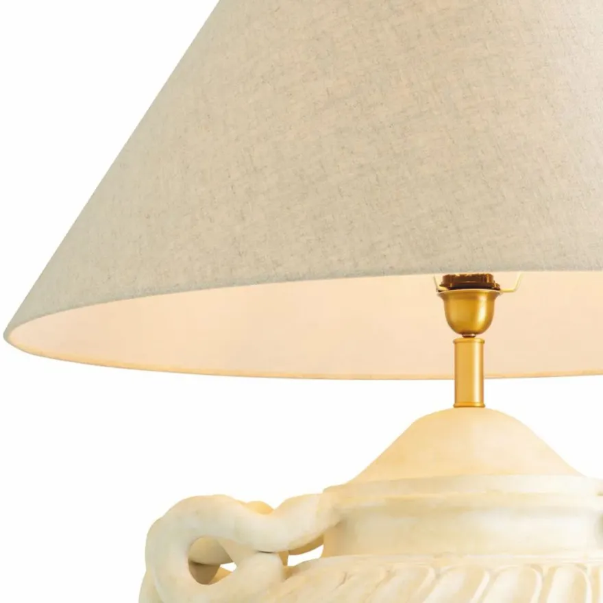 Casa Padrino Luxus Barock Tischleuchte Antik Weiß / Messing / Creme Ø 80 x H. 97 cm
