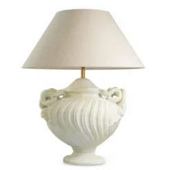 Casa Padrino Luxus Barock Tischleuchte Antik Weiß / Messing / Creme Ø 80 x H. 97 cm