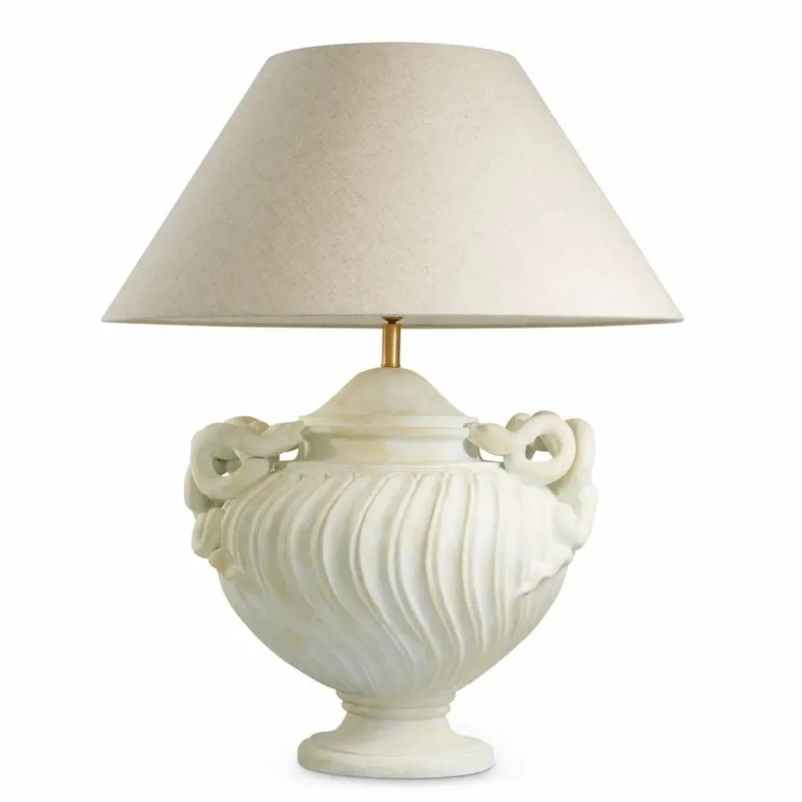 Casa Padrino Luxus Barock Tischleuchte Antik Weiß / Messing / Creme Ø 80 x H. 97 cm