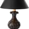 Casa Padrino Luxus Barock Tischleuchte Antik Dunkelbraun / Schwarz Ø 19 x H. 48,5 cm - Prunkvolle Barockstil Schreibtischleuchte mit Lampenschirm - Luxus Qualität - Made in Italy