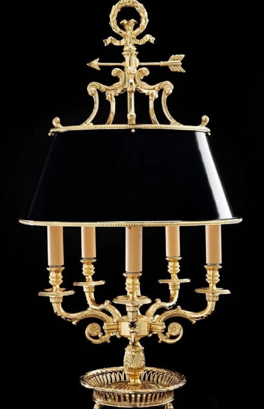 Casa Padrino Luxus Barock Tischleuchte Gold / Schwarz Ø 39 x H. 72 cm - Prunkvolle Barockstil Schreibtischleuchte - Edel & Prunkvoll - Luxus Qualität - Made in Italy
