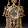 Casa Padrino Luxus Barock Tischuhr Gold 20 x H. 36 cm - Handgefertigte Bronze Uhr im Barockstil - Barock Schreibtischuhr - Barock Schreibtisch Deko - Barock Deko Accessoires - Barockstil Uhren