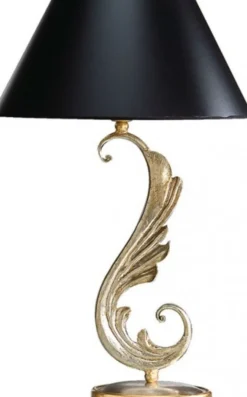 Casa Padrino Luxus Barock Tischleuchte in Schwarz und Gold - Vergoldete Säulen Lampe - 37 x 58 cm