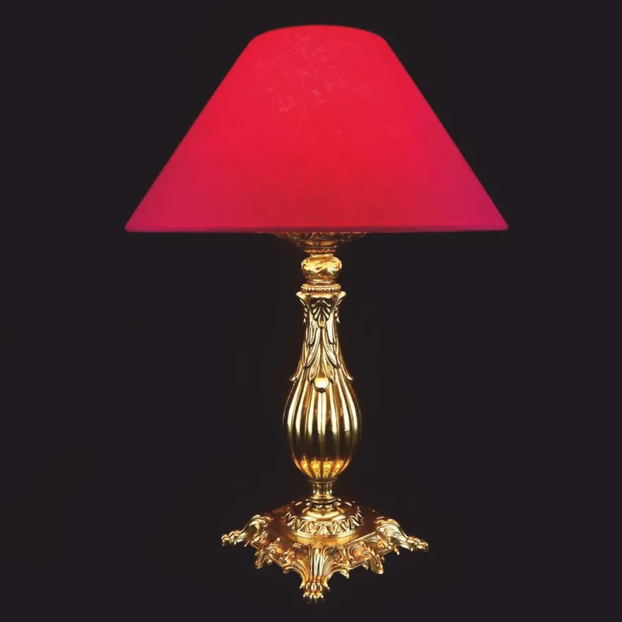 Casa Padrino Luxus Barock Tischleuchte Gold / Rot Ø 34 x H. 45 cm - Barock Leuchten