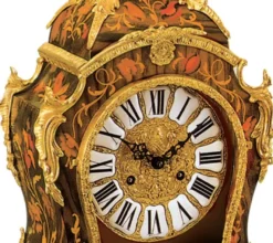 Casa Padrino Luxus Barock Tischuhr Braun / Mehrfarbig / Gold - Prunkvolle Barockstil Uhr - Handgeschnitzte Barock Schreibtischuhr - Luxus Qualität - Made in Italy