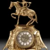 Casa Padrino Luxus Barock Tischuhr Gold 22 x H. 30 cm - Handgefertigte Bronze Uhr im Barockstil - Barock Schreibtischuhr - Barock Schreibtisch Deko - Barock Deko Accessoires - Barockstil Uhren