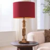 Casa Padrino Luxus Barock Tischleuchte Antik Gold / Rot H. 83,5 cm - Barock Schreibtischleuchte
