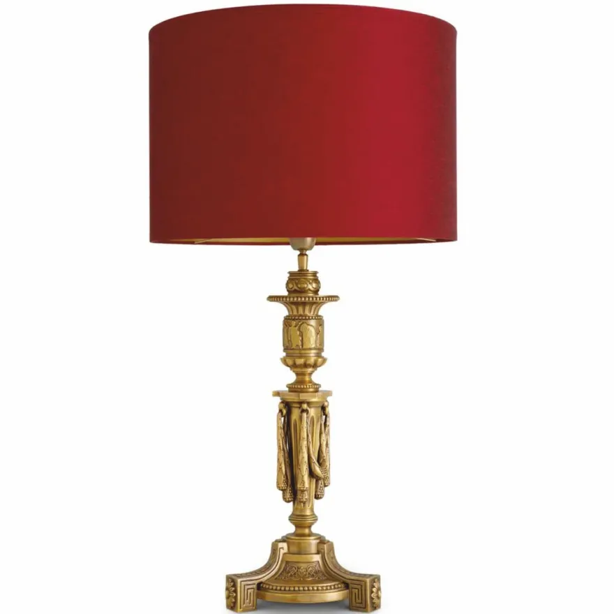 Casa Padrino Luxus Barock Tischleuchte Antik Gold / Rot H. 83,5 cm - Barock Schreibtischleuchte