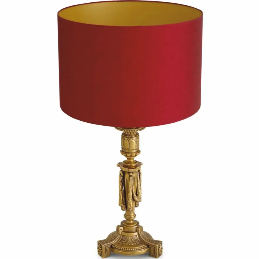 Casa Padrino Luxus Barock Tischleuchte Antik Gold / Rot H. 83,5 cm - Barock Schreibtischleuchte