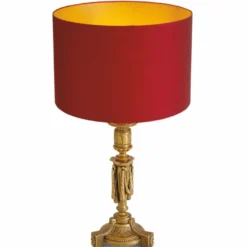 Casa Padrino Luxus Barock Tischleuchte Antik Gold / Rot H. 83,5 cm - Barock Schreibtischleuchte