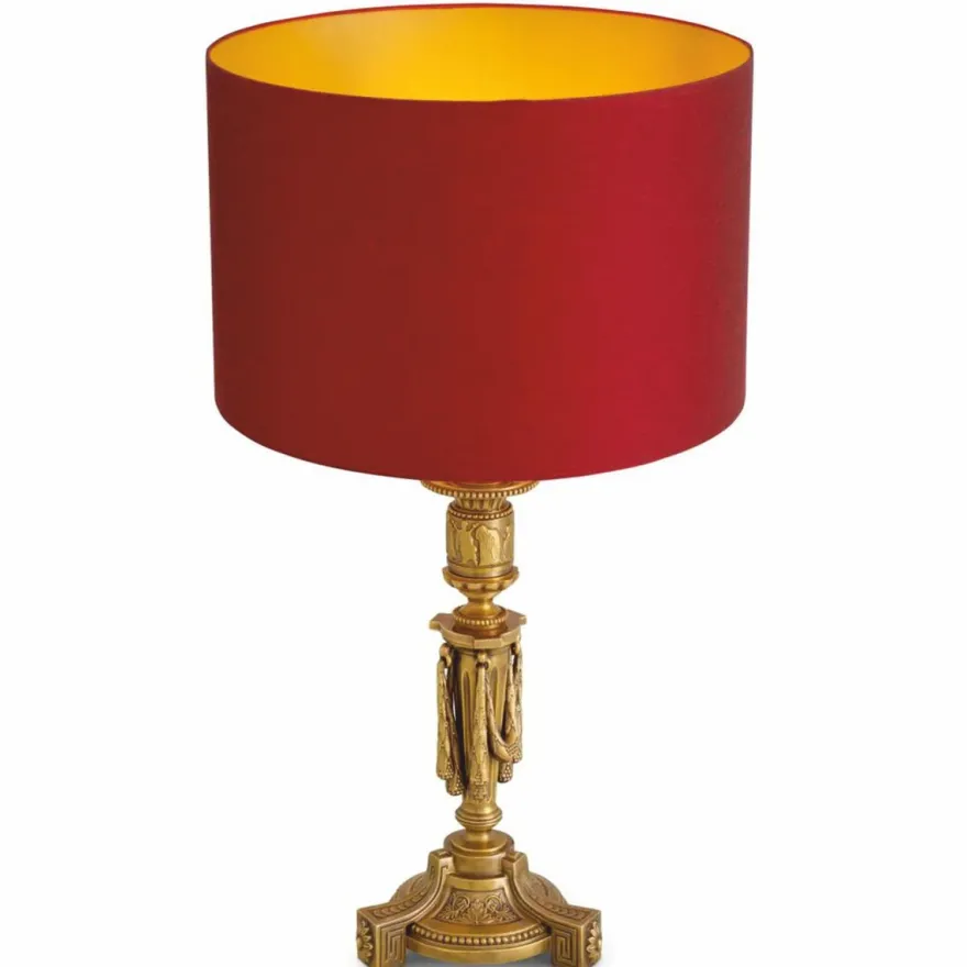 Casa Padrino Luxus Barock Tischleuchte Antik Gold / Rot H. 83,5 cm - Barock Schreibtischleuchte