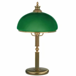 Casa Padrino Luxus Barock Tischleuchte Messing mit Patina / Grün Ø 30 x H. 54 cm