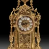 Casa Padrino Luxus Barock Tischuhr Gold 21 x H. 44 cm - Handgefertigte Bronze Uhr im Barockstil - Barock Schreibtischuhr - Barock Schreibtisch Deko - Barock Deko Accessoires - Barockstil Uhren