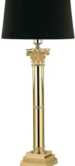 Casa Padrino Luxus Barock Tischleuchte Gold / Schwarz H. 74 cm