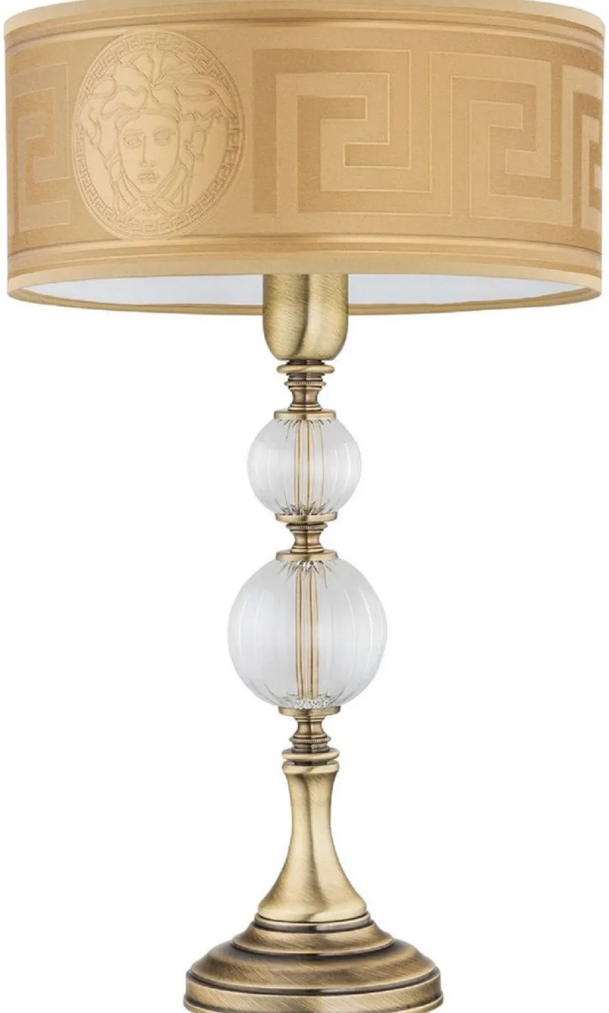 Casa Padrino Luxus Barock Tischleuchte Messing mit Patina / Gold H. 47 cm
