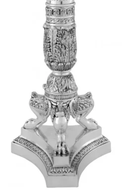 Casa Padrino Luxus Barock Tischleuchte Antik Silber, Durchmesser 16 cm, Höhe 100 cm, Lampenschirm Creme