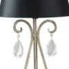 Casa Padrino Luxus Barock Tischleuchte in Schwarz und Silber mit Glaskristallen, 84 x 31 cm