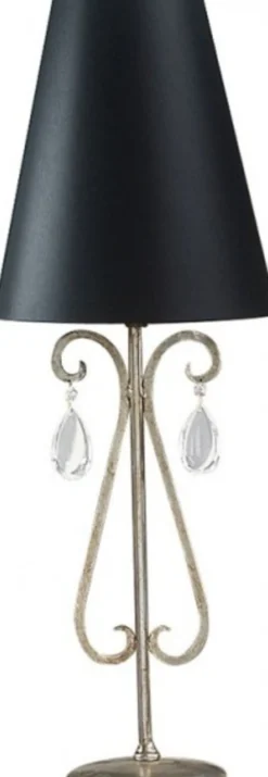Casa Padrino Luxus Barock Tischleuchte in Schwarz und Silber mit Glaskristallen, 84 x 31 cm