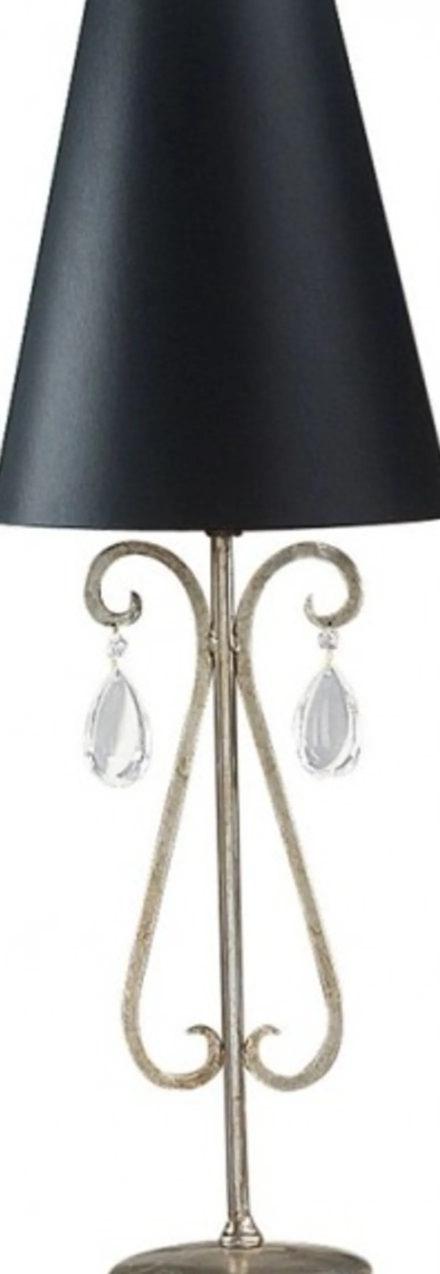 Casa Padrino Luxus Barock Tischleuchte in Schwarz und Silber mit Glaskristallen, 84 x 31 cm