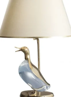 Casa Padrino Luxus Barock Tischleuchte Gold mit Murano Glas Ente - Italienische Tisch Lampe - Handgefertigt - 45 x 32 x 62 cm