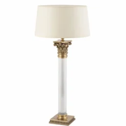 Casa Padrino Luxus Barock Tischleuchte Messing mit Patina / Creme H. 70 cm