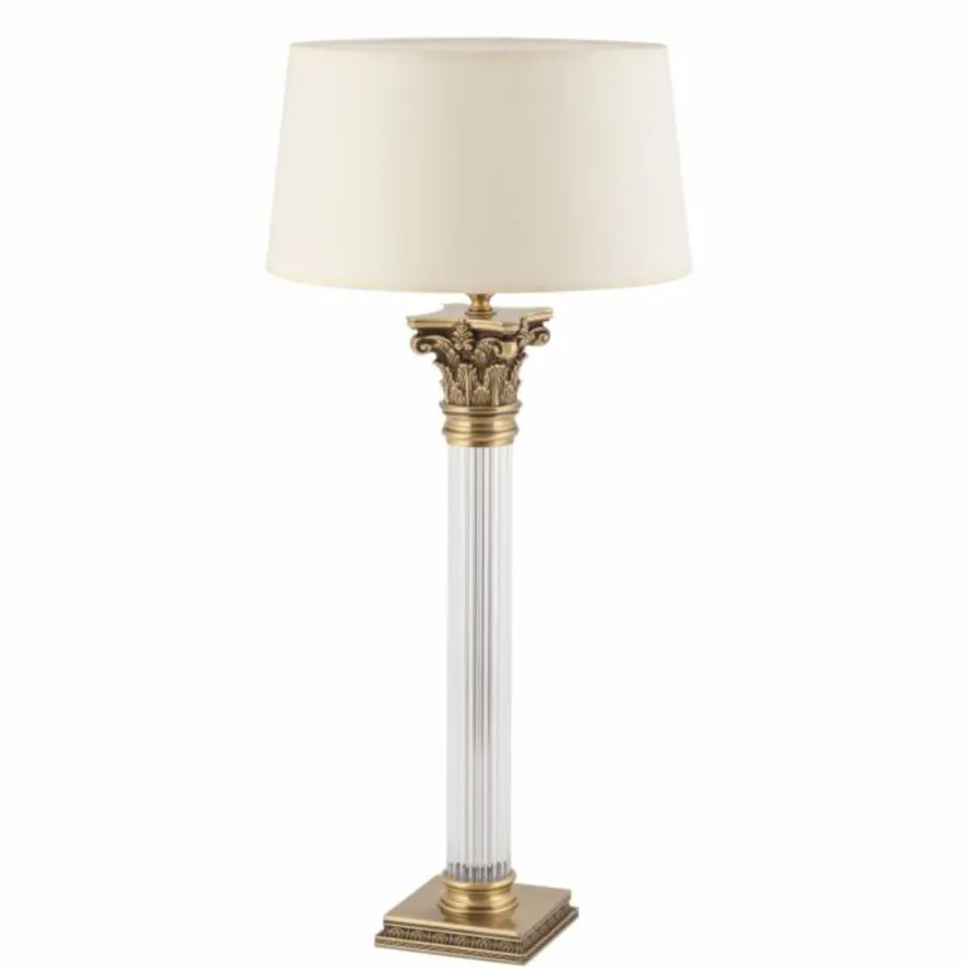 Casa Padrino Luxus Barock Tischleuchte Messing mit Patina / Creme H. 70 cm