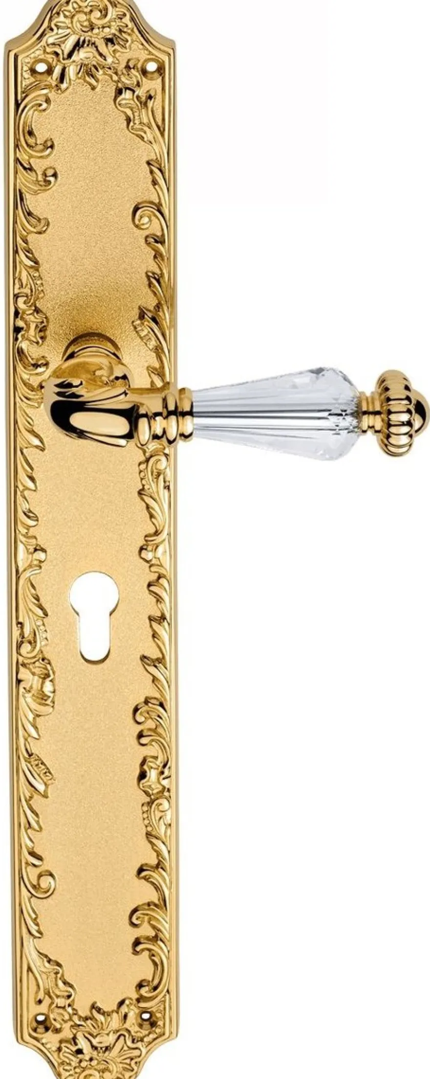 Casa Padrino Luxus Barock Türgriff Set mit Swarovski Kristallglas Gold 14,3 x H. 40,6 cm - Erstklassische Qualität