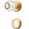 Casa Padrino Luxus Barock Türknauf Set mit Kristallglas Gold - Drehbare Türknäufe mit Rosetten - Barock Accessoires - Made in Italy