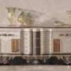 Casa Padrino Luxus Barock TV Schrank Grau / Braun / Gold - Handgefertigtes Massivholz Sideboard - Barock Wohnzimmer Möbel - Edel & Prunkvoll