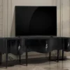 Casa Padrino Luxus Barock TV Schrank Schwarz / Silber 230 cm - Barock Wohnzimmer Möbel