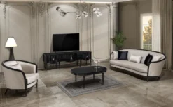 Casa Padrino Luxus Barock TV Schrank Schwarz / Silber 230 cm - Barock Wohnzimmer Möbel