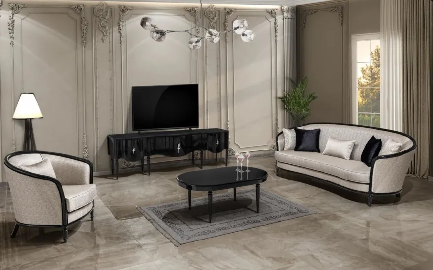 Casa Padrino Luxus Barock TV Schrank Schwarz / Silber 230 cm - Barock Wohnzimmer Möbel
