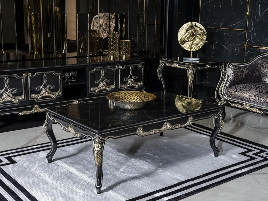 Casa Padrino Luxus Barock TV Schrank Schwarz / Gold - Prunkvolles Wohnzimmer Sideboard mit 4 Türen - Barock Wohnzimmer Möbel