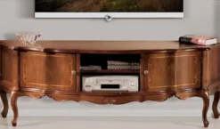 Casa Padrino Luxus Barock TV Schrank Braun - Handgefertigtes Massivholz Sideboard mit 2 Türen - Barock Wohnzimmer Möbel - Luxus Qualität - Made in Italy