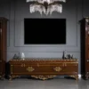 Casa Padrino Luxus Barock TV Schrank Braun / Gold - Prunkvolles Wohnzimmer Sideboard mit 5 Türen - Barock Wohnzimmer Möbel