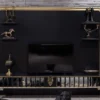 Casa Padrino Luxus Barock TV Schrank Schwarz / Gold - Prunkvolles Wohnzimmer Sideboard mit Rückwand - Barock Wohnzimmer Möbel