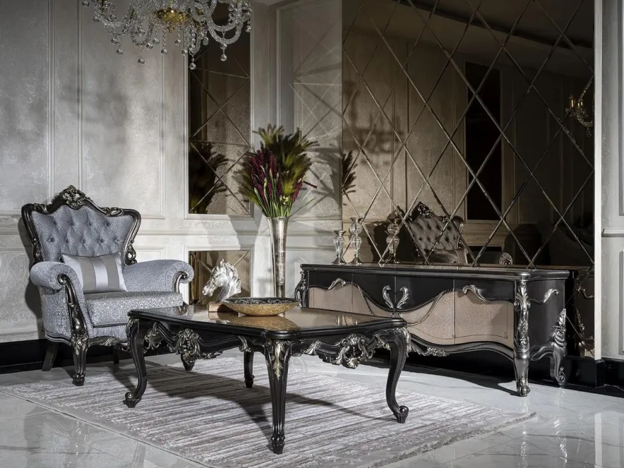 Casa Padrino Luxus Barock TV Schrank Dunkelgrau / Beige / Gold - Prunkvolles Wohnzimmer Sideboard mit 4 Türen - Barock Wohnzimmer Möbel
