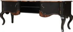 Casa Padrino Luxus Barock TV Schrank Braun / Antik Schwarz 182 x 48,5 x H. 63 cm - Prunkvolles Massivholz Sideboard mit 2 Türen - Luxus Möbel im Barockstil - Barock Möbel - Barock Einrichtung