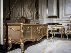 Casa Padrino Luxus Barock TV Schrank Weiß / Gold - Prunkvolles Wohnzimmer Sideboard mit 4 Türen - Barock Wohnzimmer Möbel
