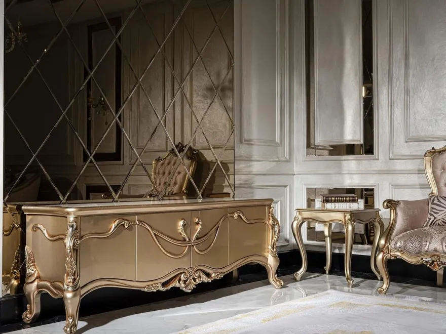 Casa Padrino Luxus Barock TV Schrank Weiß / Gold - Prunkvolles Wohnzimmer Sideboard mit 4 Türen - Barock Wohnzimmer Möbel