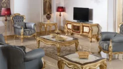 Casa Padrino Luxus Barock TV Schrank Weiß / Braun / Gold - Prunkvolles Massivholz Sideboard mit 4 Türen und Schublade - Barock Wohnzimmer Möbel