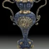 Casa Padrino Luxus Barock Vase Blau / Gold 30 x H. 38 cm - Handgefertigte Barockstil Blumenvase
