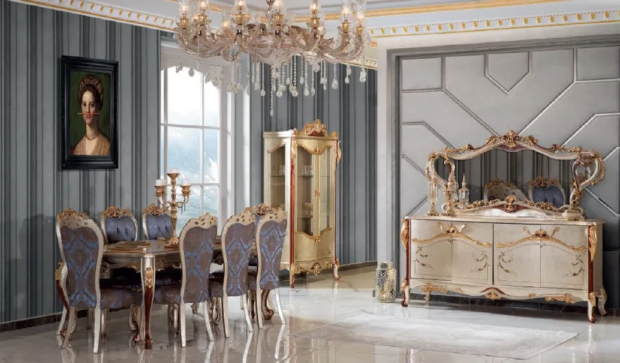 Casa Padrino Luxus Barock Vitrine Silber / Braun / Gold - Handgefertigter Massivholz Vitrinenschrank mit 2 Türen - Prunkvolle Barock Möbel