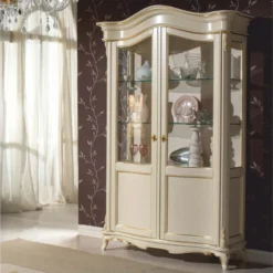 Casa Padrino Luxus Barock Vitrine Creme / Gold H. 211 cm - Barock Möbel - Made in Italy