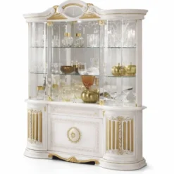 Casa Padrino Luxus Barock Vitrine Weiß / Gold 173 x H. 213 cm - Barock Möbel - Made in Italy