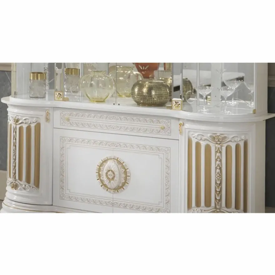Casa Padrino Luxus Barock Vitrine Weiß / Gold 173 x H. 213 cm - Barock Möbel - Made in Italy