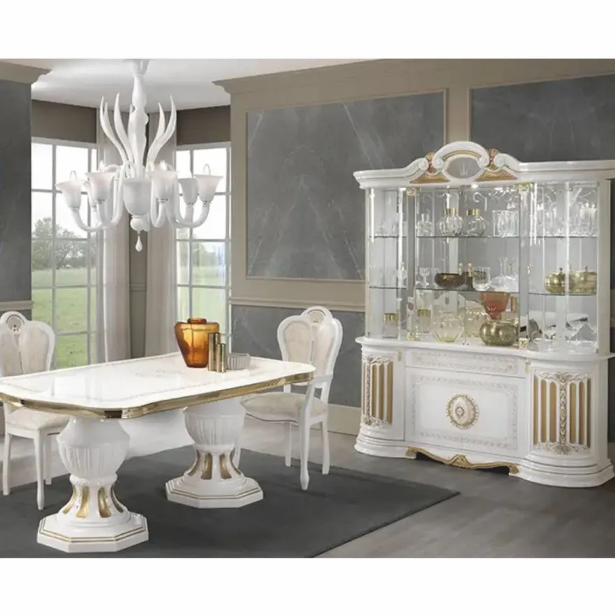 Casa Padrino Luxus Barock Vitrine Weiß / Gold 173 x H. 213 cm - Barock Möbel - Made in Italy