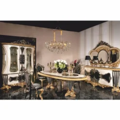 Casa Padrino Luxus Barock Vitrine Weiß / Schwarz / Gold 180 x H. 245 cm - Prunkvoller Massivholz Vitrinenschrank - Barock Möbel
